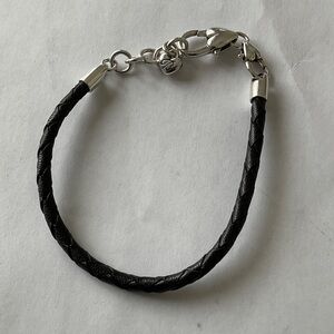 Brighton Black Braided Leather Charm Bracelet